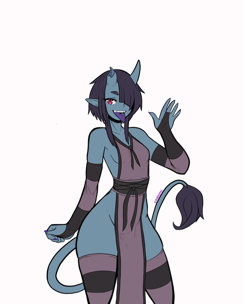 eimurasakiart's tweet photo. A commission of his wife’s oc in the style of my fae girls commissioned by @BRICK (on tiktok) for his wife @shantyscarlette (on tiktok) ^^ a really cute oc and a pleasure to draw! ^^ #commissionart #fae #oni https://t.co/6w45doQjGr