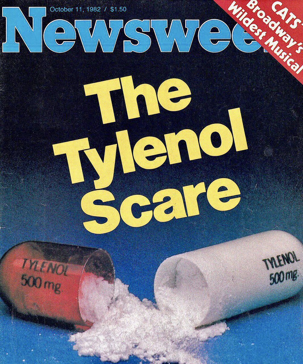 RetroNewsNow's tweet photo. 💊On September 29, 1982, the ‘Tylenol Murders’ began in the Chicago area, sparking a nationwide panic. At least seven people would eventually die after unknowingly ingesting cyanide-laced Extra-Strength Tylenol capsules. No one has ever been charged or convicted of the poisonings https://t.co/Modt1eYT7p