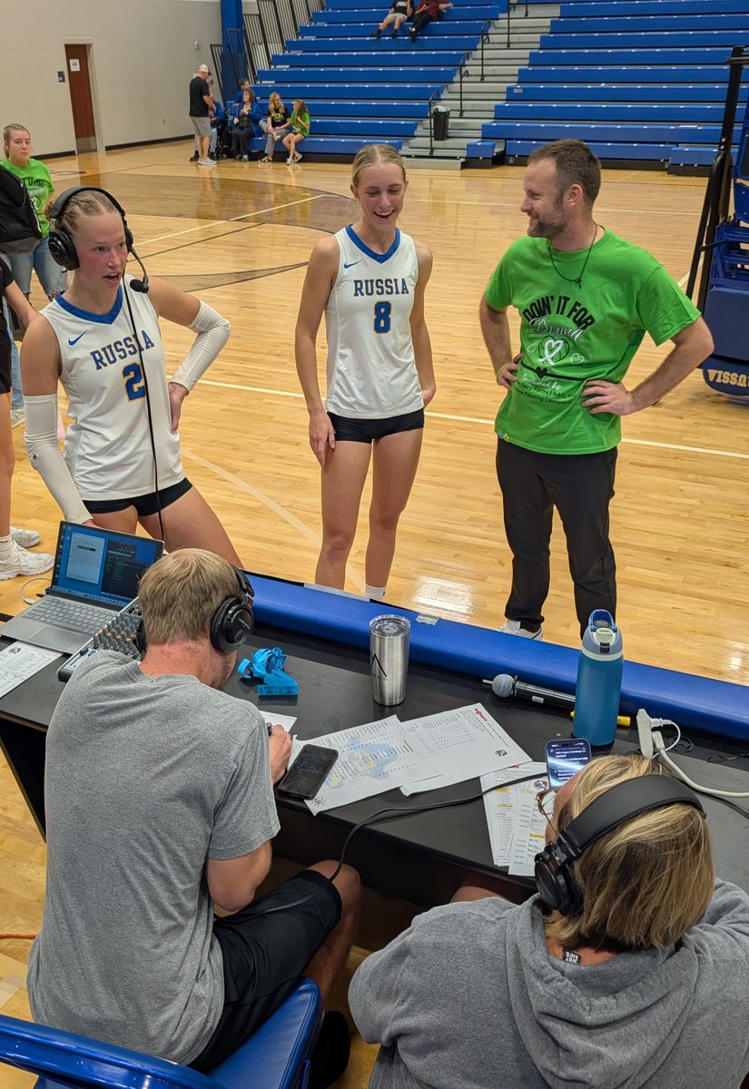 Fish_Report's tweet photo. D-VII state-ranked #6 Russia tops #2 Ft. Loramie 25-21, 25-23, 22-25, 25-22. Hear Fish Report's postgame interviews with senior stars Celeste Borchers, Ava Gibson, and head coach Aaron Watkins https://t.co/k7EbDofNuy https://t.co/vfWhGihkot