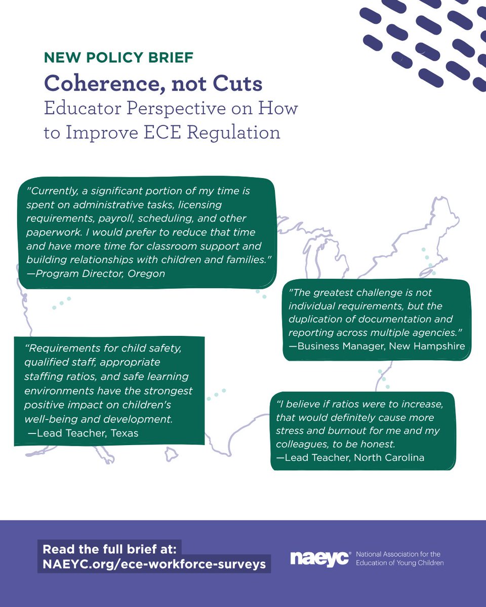DCAEYC's tweet photo. NAEYC's new survey, Coherence, Not Cuts: Educator Perspectives on How to Improve ECE Regulation, brings together perspectives from professionals across the country Read the full findings and hear what early childhood education professionals are saying: https://t.co/m4xqC9qc6N https://t.co/D5miwKMkMt