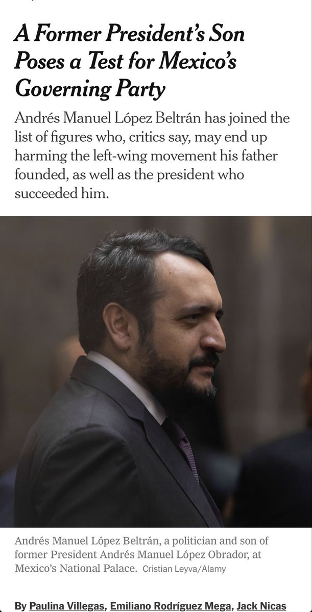 Baldo04555156's tweet photo. 🛑 Y NO ES NOTA DE LORET

💥 Si sale Loret, Latinus o El Universal, el libreto ya está listo: “prensa fifí”, “guerra sucia”, “conservadurismo”, “quieren dañar a la 4T”. 

Con el New York Times ese escudo se hace más chico. No es un columnista de oposición mexicano; es un diario que Sheinbaum y AMLO han citado cuando les conviene y que ahora pone al hijo del fundador como el problema interno del partido. 

El giro no es Andy es culpable. 
El giro es más incómodo: 
🔹No hay acusación formal.
🔹Sí hay visa retirada.
🔹Sí hay agencias de EE.UU. revisando.
🔹Sí hay expedientes, socios y fotos de lujo.
🔹Y el que tiene que administrar eso ya no es AMLO, es Sheinbaum.

O sea: el costo político ya no se queda en ataques de Loret. Se vuelve dilema de gobierno. Si lo defiende a capa y espada, hereda el desgaste. Si lo deja solo, se abre una grieta con el sector que todavía ve a Andy como extensión de AMLO.
Por eso la risa.🤣 No porque el NYT sea infalible, sino porque el argumento de “eso solo lo dice la derecha mexicana” esta vez no alcanza.