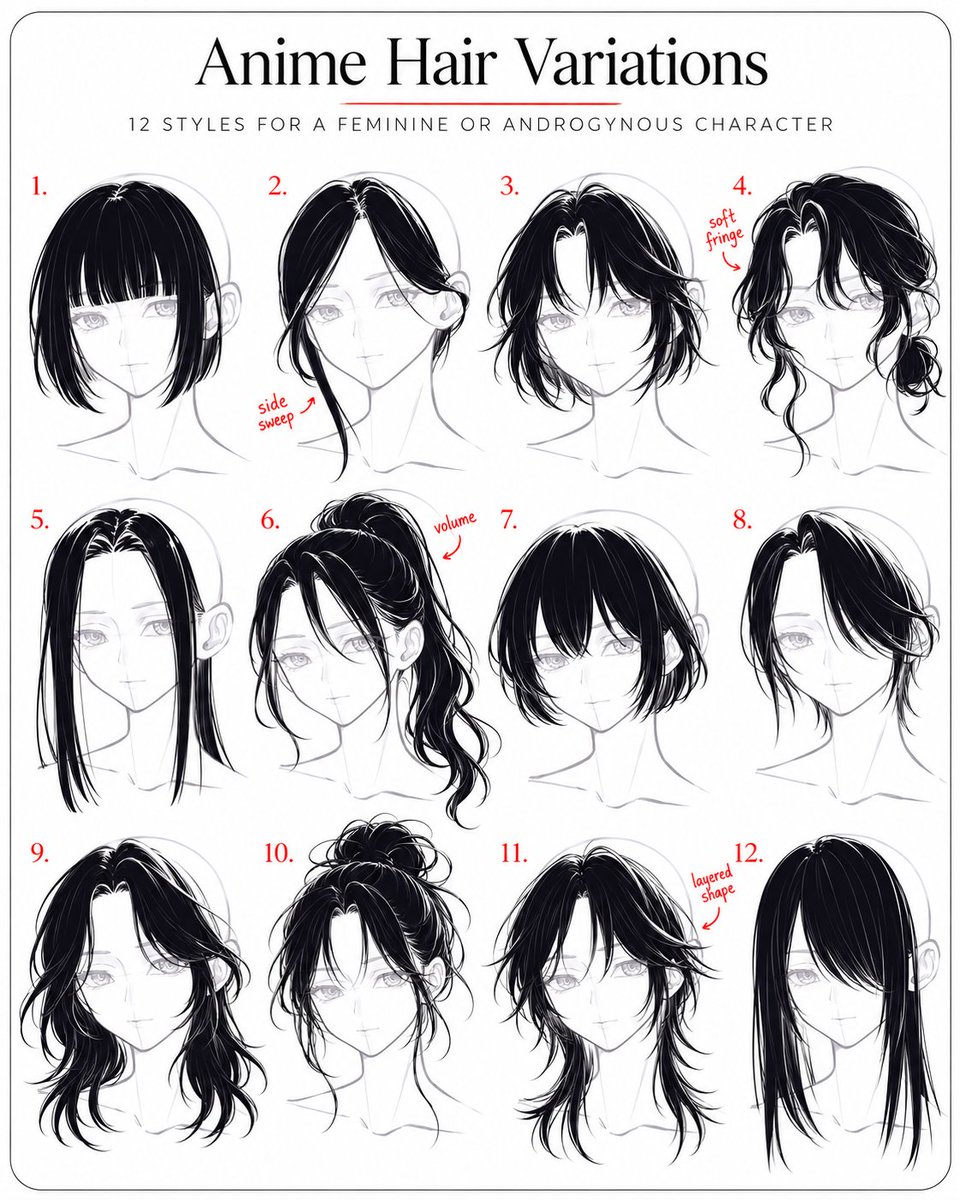 oldmanlux's tweet photo. Anime Hair Variations https://t.co/XMAA3LZeC8