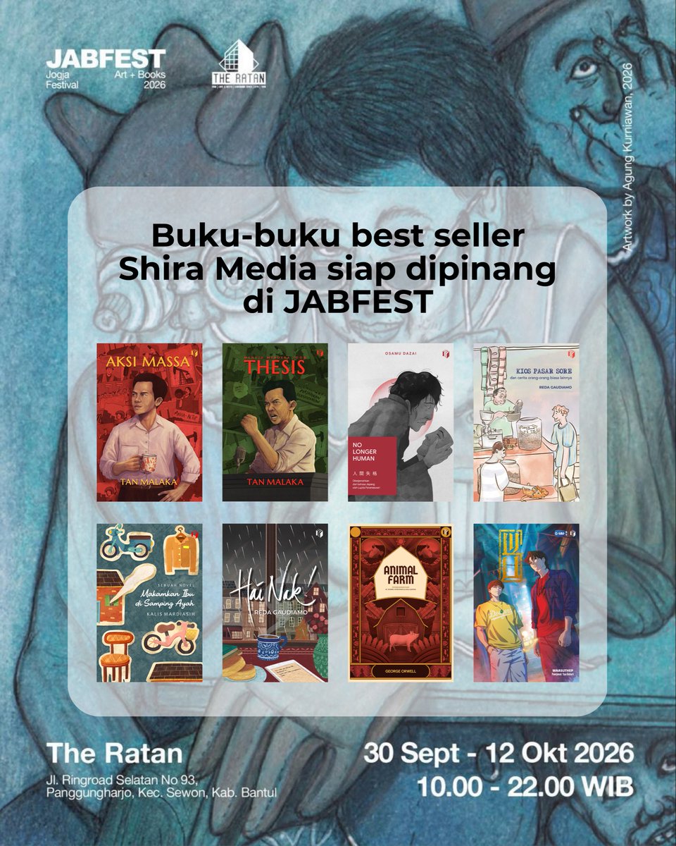shiramediagroup's tweet photo. Shira Media akan hadir di JABFEST mulai tanggal 30 September. Kami akan membawa buku-buku dengan harga khusus lohhhh. Mau ketemu Minshi di JABFEST? Catat tanggalnya dan jangan sampai kelewat agenda perbukuan yang seru di bulan ini.
#Jabfest #shiramedia https://t.co/9eZs9bF4ow