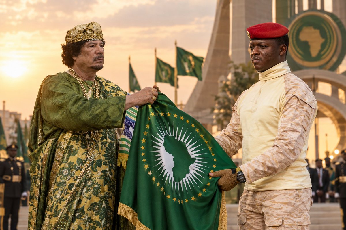 SankaraDispatch's tweet photo. Ibrahim Traoré picked up where Muammar Gaddafi left off.

He is fighting fearlessly for African sovereignty, independence and self-determination.

Africa needs leaders who refuse to bow to foreign powers. 🇧🇫✊🏿 https://t.co/qFz614ncjo