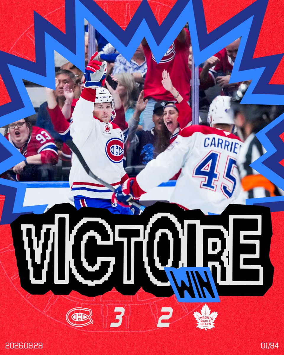 CanadiensMTL's tweet photo. On commence la saison en force

Starting the season with a dub

#GoHabsGo https://t.co/M1y3uExTKh