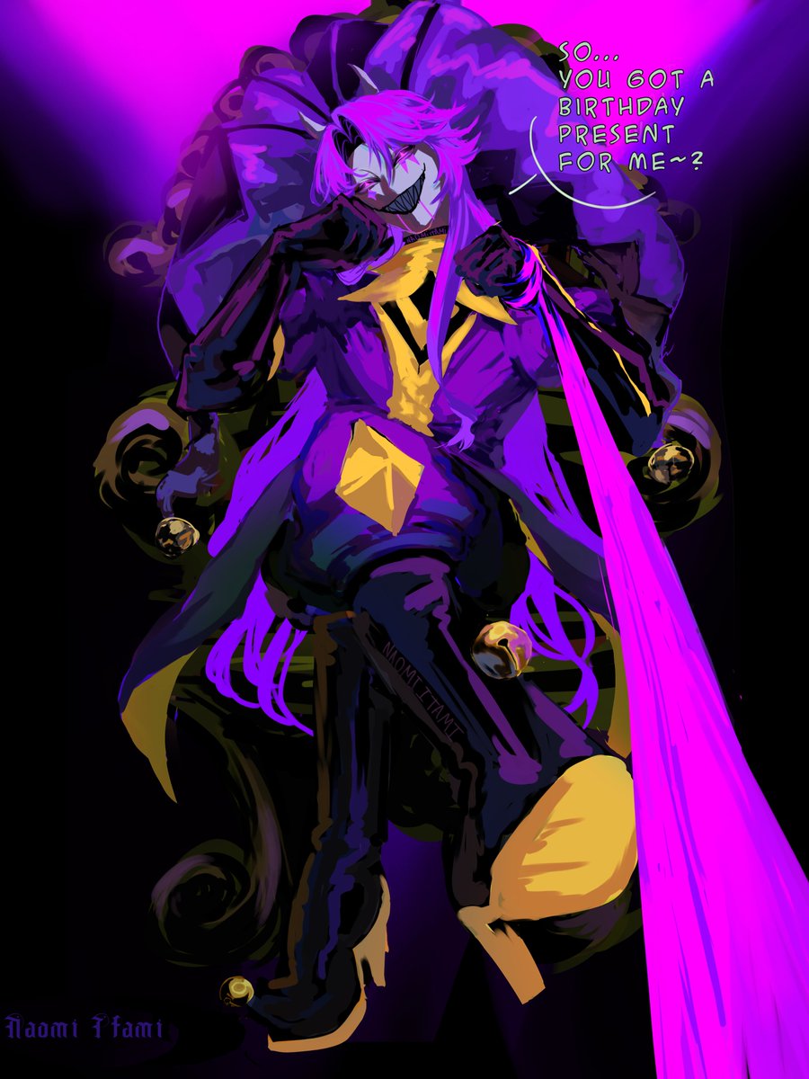 NaomeBl's tweet photo. Happy birthday to our purple mommy~💜

#jester #thefreakcircus #indiegame #horror #master #ibispaint https://t.co/JdJPCYWZSY