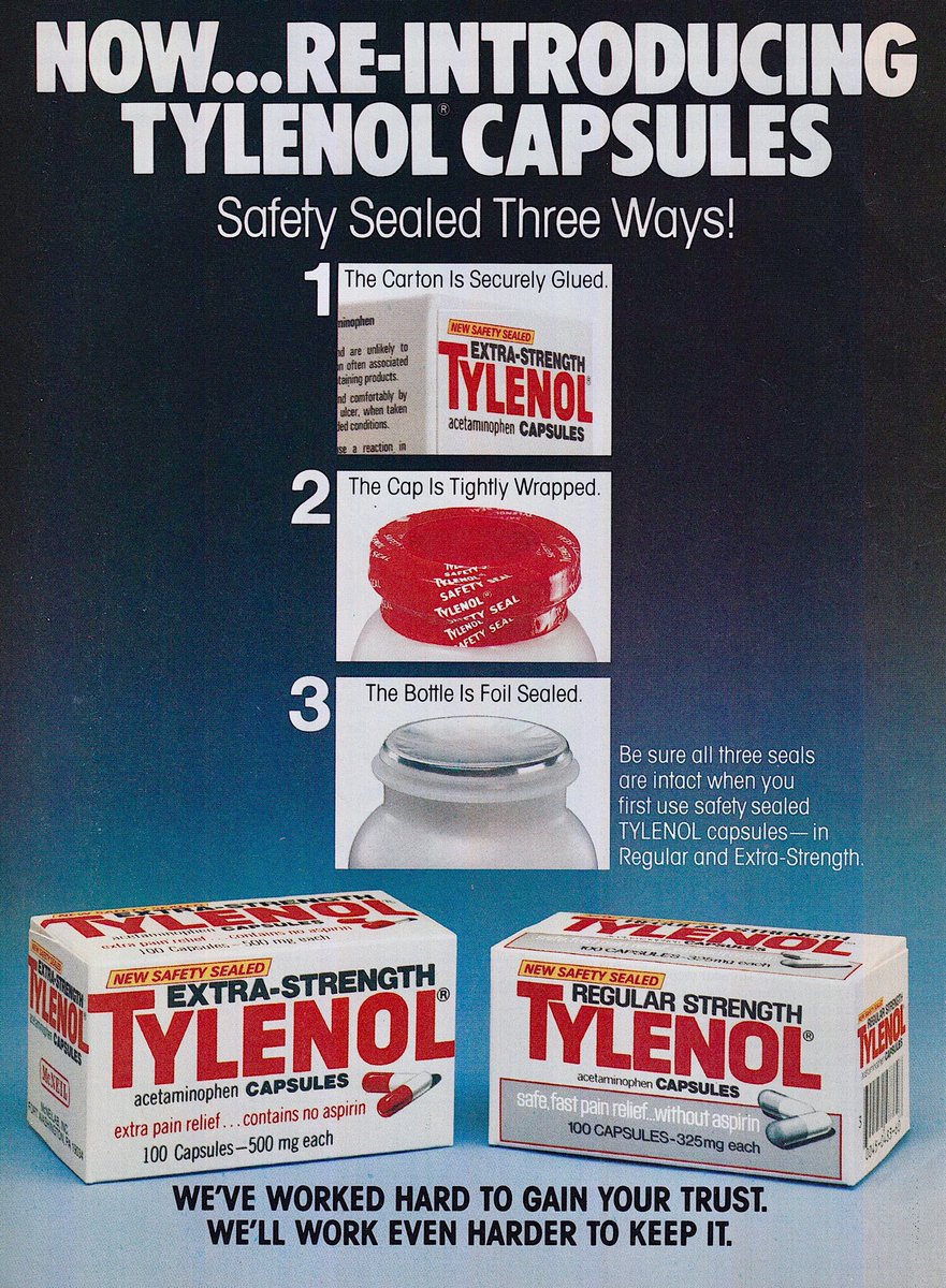RetroNewsNow's tweet photo. The 1982 Tylenol murders led to tamper-resistant seals and packaging on over-the-counter medicine in the United States https://t.co/ZTTaX6nNb9