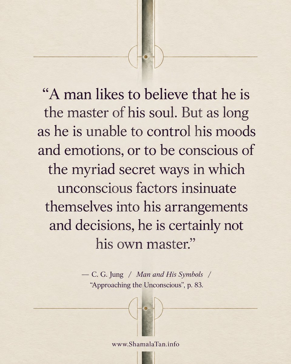 higherpsychism's tweet photo. You cannot be your own master while unconscious patterns are quietly running your decisions.

The depth work self-test is a place to see what has been running things. 

The depth work self-test: https://t.co/gjIXLyZB7A https://t.co/jjub7ayape