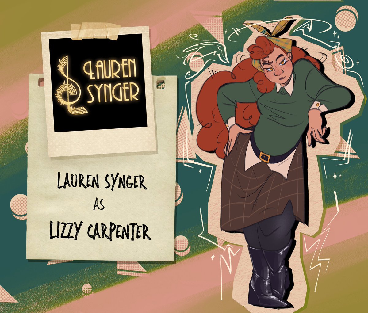 UnstableAngels_'s tweet photo. Howdy yall! As we wait for applications to close, we wanted to take the time to begin announcing the first member of the cast! 

The lovely @LaurenSynger is the voice of Lizzy Carpenter! :D 🤍 https://t.co/K6l2bKd1qb
