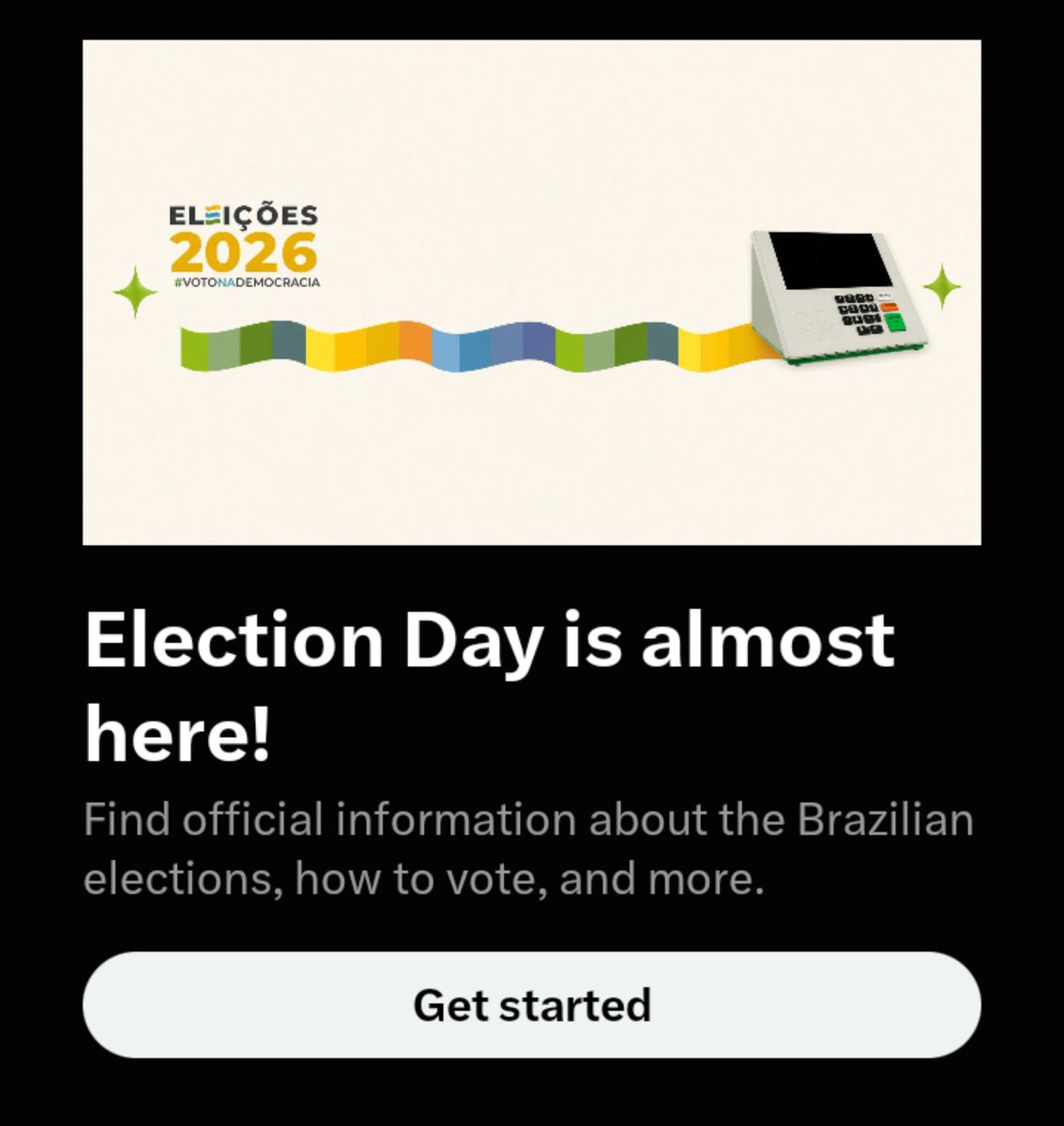 Queeneebuk's tweet photo. I don't know if it's just me, but I really love the way the Brazilian election awareness is being done on X. 🇧🇷 It feels so organised and transparent, and even citizens living abroad can participate in the election. This is good. https://t.co/MhsNQ8hwxT