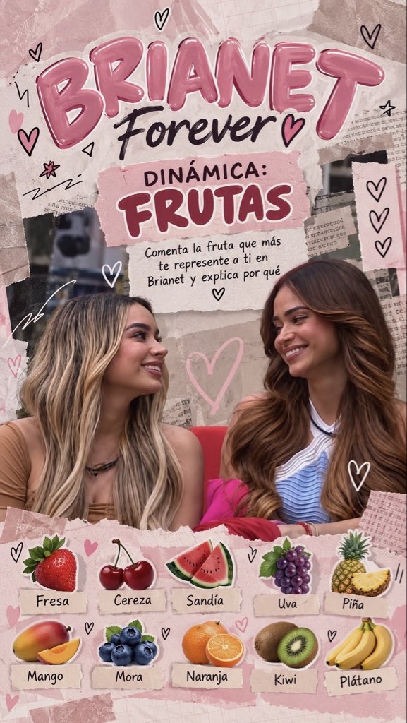 Brianetoficial's tweet photo. INICIAMOS TENDENCIA !!! 

coloca la frase BRIANET FOREVER + fruta

vamos por 200 comentarios, venga si se puede..

#Brianet 💞
#TeamYanet 🤠
#TeamBrianda 💖 https://t.co/ZzEaWdv7Ey