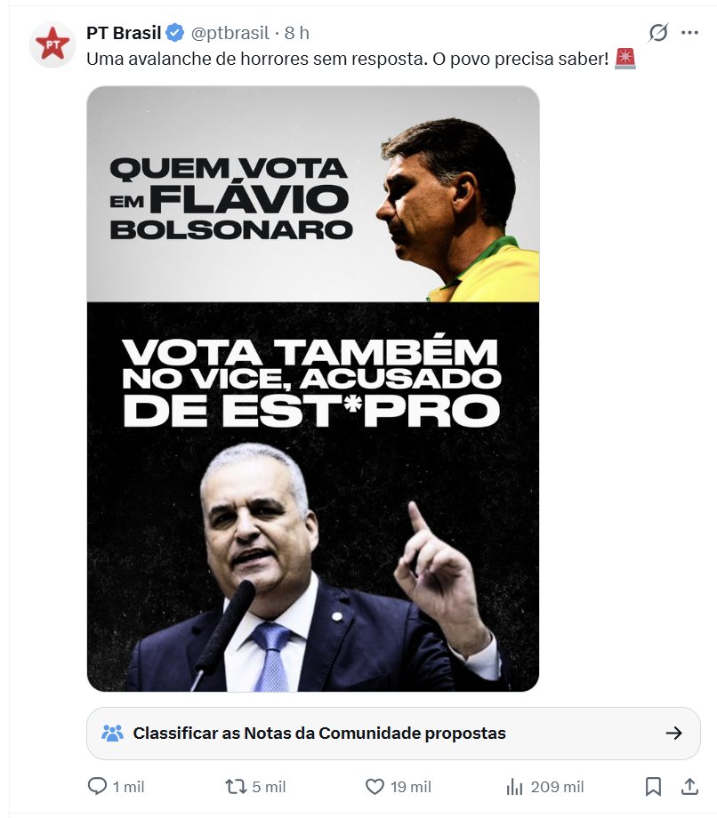 drpaulofaria22's tweet photo. Hei Flávio Dino, o paladino da liberdade...

Isso é liberdade de expressão, ou crime?

E aí @TSEjusbr ???????????

Fica por isso mesmo?

Há 8 horas a DESGRAÇA do PT publicou isso, e sabidamente falso.

Como são BAIXOS E CRIMINOSOS essa gangue petista. https://t.co/DKZzhlZRxA