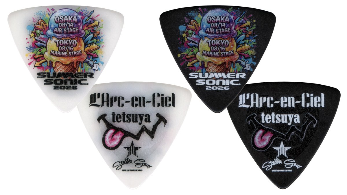 TETSUYA_STAFF's tweet photo. THE PICK FROM THE STAGE.

SUMMER SONIC 2026で、tetsuyaが実際に使用したピックをSTELLA GEARから。

SUMMER SONIC 2026を象徴するグラフィックとオフィシャルロゴを纏い、グリップには効きを約50％に調整したサンド加工を採用。
デザインの美しさと、ステージで求められる確かなホールド感。その両方をひとつにしました。

tetsuya OFFICIAL PICK
SUMMER SONIC 2026
by STELLA GEAR

#TETSUYA
#STELLAGEAR
#サマソニ