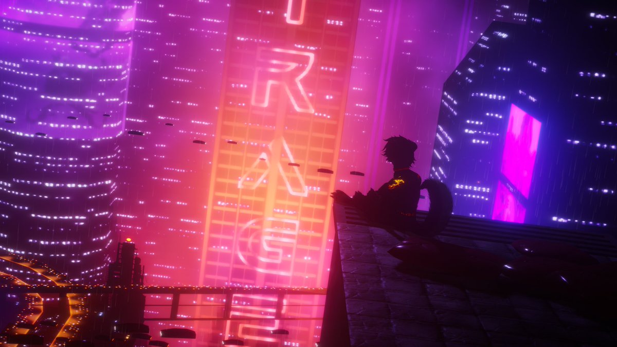 unkown_mutt's tweet photo. Sit with me in the neon glow?🐾 https://t.co/US6MOlrIQm