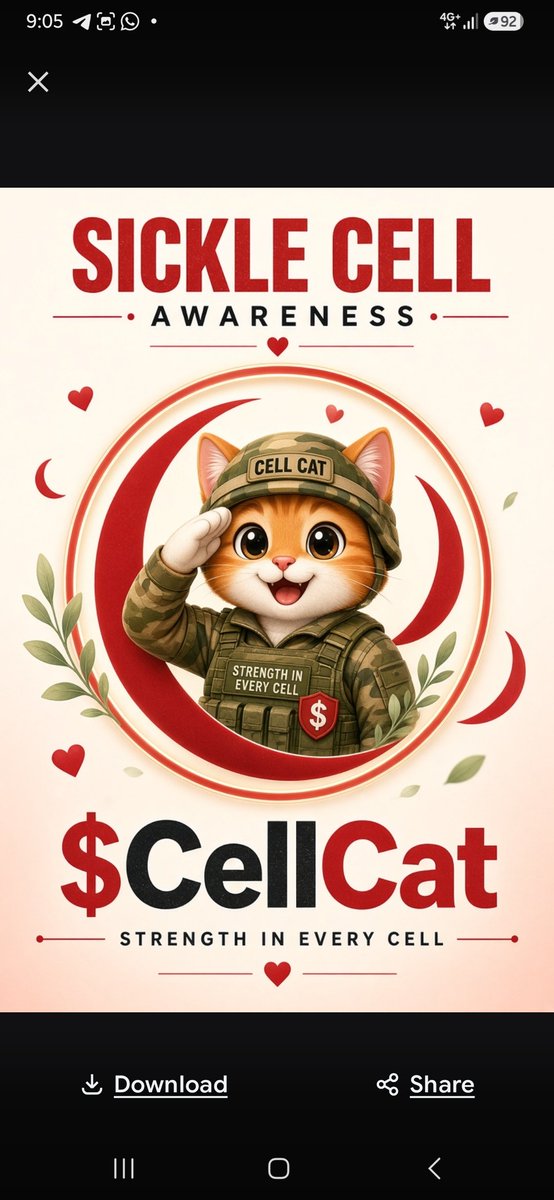 BeavisEvan's tweet photo. What if your red blood cells turned into sharp little sickles instead of soft round disks?
That’s Sickle Cell Anemia, a painful inherited blood disorder that millions of people live with every day
Let’s break it down simply ⬇️
@CellCatBSC
#CellCat
#SickleCellAwareness
$CELLCAT https://t.co/SaBmhAlt7M