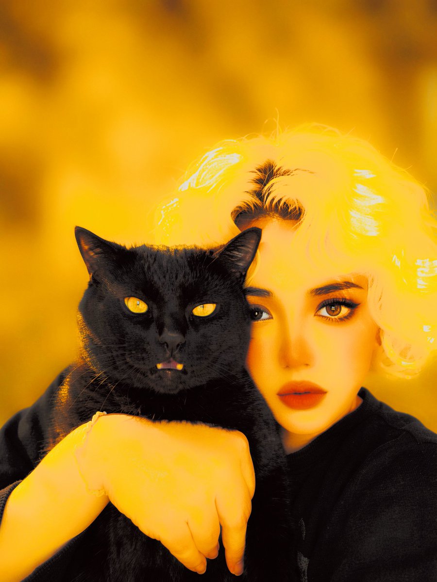 b4sabina's tweet photo. #Blonde #Girl #BlackCat #Portrait https://t.co/Rk4nx58mVe