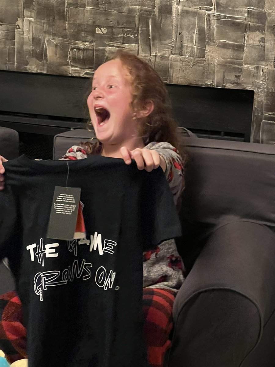 SraConteRussian's tweet photo. All she wanted for her 7th birthday was a victory for her “best best best best best best basketball player” (and the rest of the Fever), but the shirt is cool too. Don’t worry, she got some new Iowa gear too. @CaitlinClark22 @IndianaFever @IowaWBB https://t.co/q9jsR3XZJN