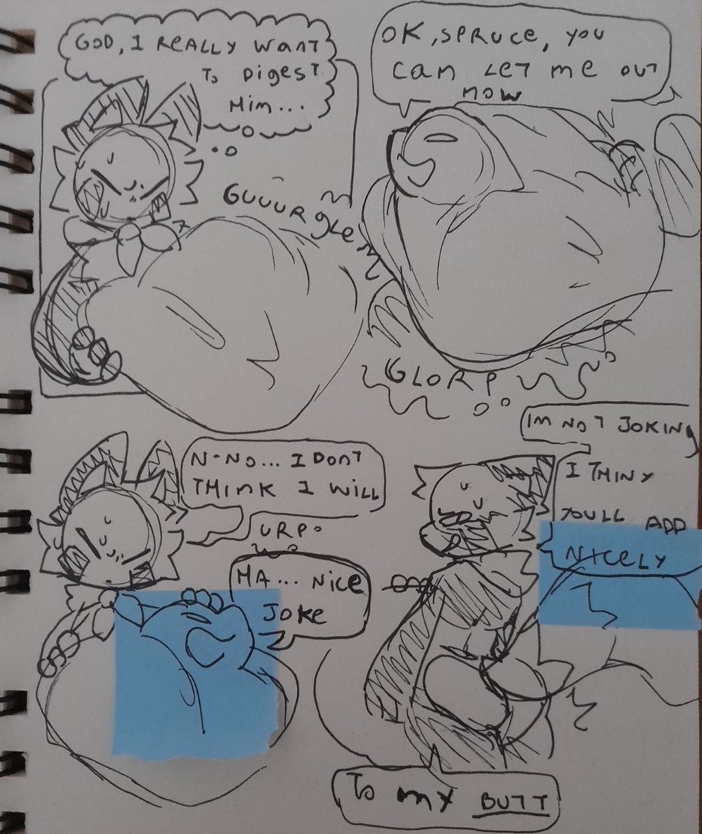evil_cr3ature's tweet photo. Cw: vore
-
This one's a bit old but Spruce is so cute when he's not considering adding you to his butt... https://t.co/wcs2aFgxnd