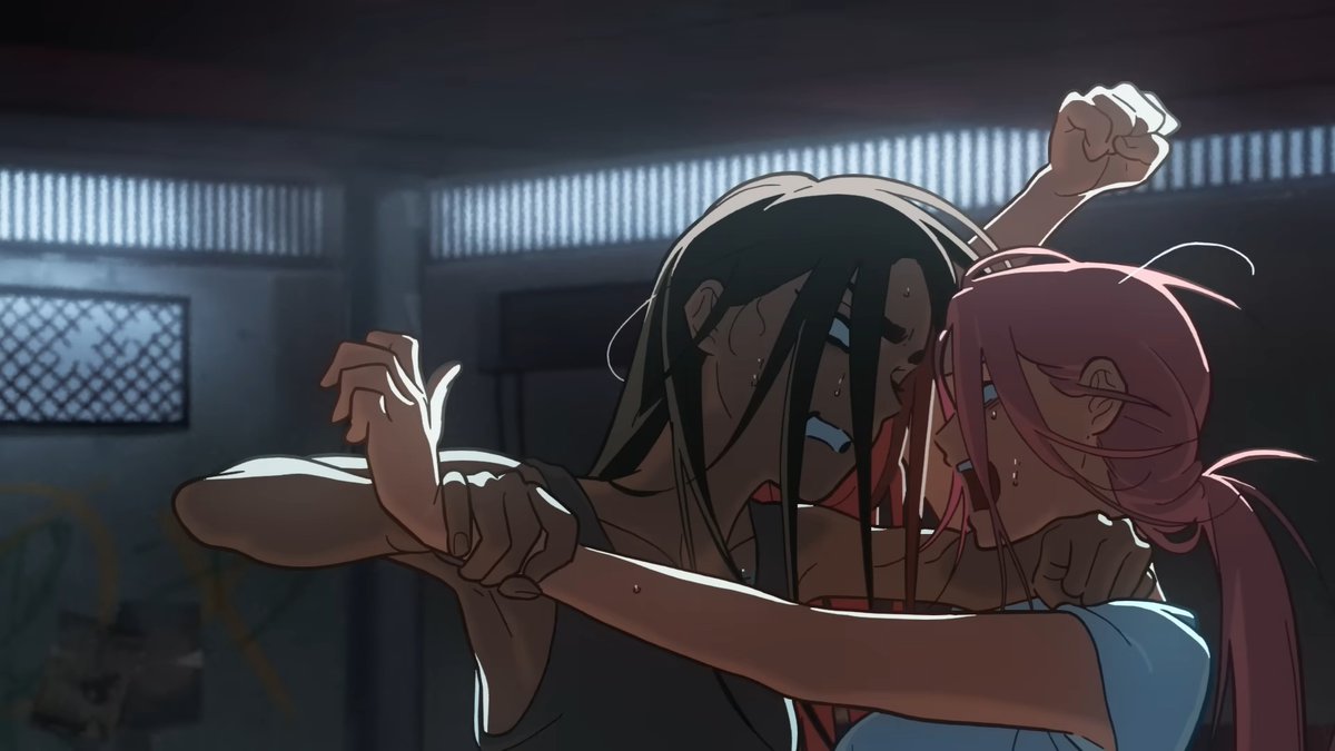 suchine_toki's tweet photo. I really like how at the beginning we see Hyuna grabbing Mizi's hand to help her, but then it gets more forceful, which also reflects how she tried to control Mizi at times https://t.co/OtXqRyaoBB