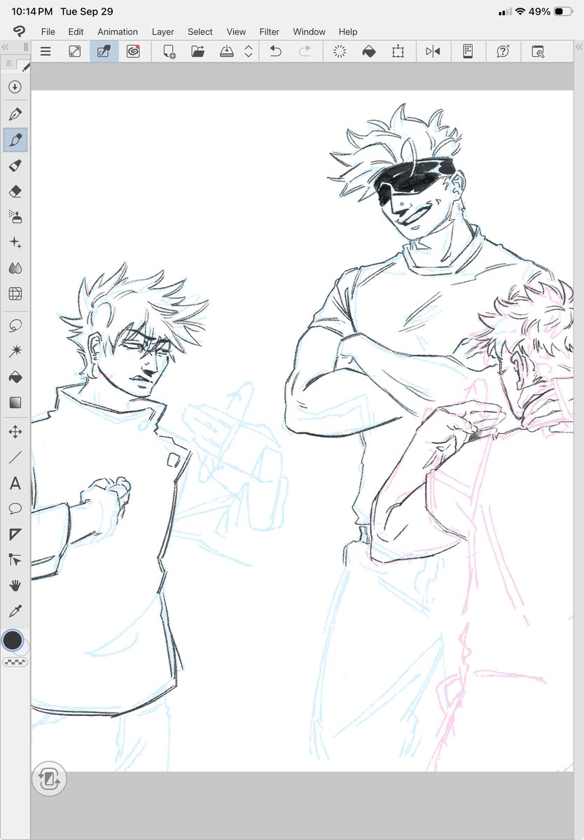 vulfolio's tweet photo. regular drawing vs the artists unbridled attraction to satoru gojo https://t.co/9Cw735Xs2j