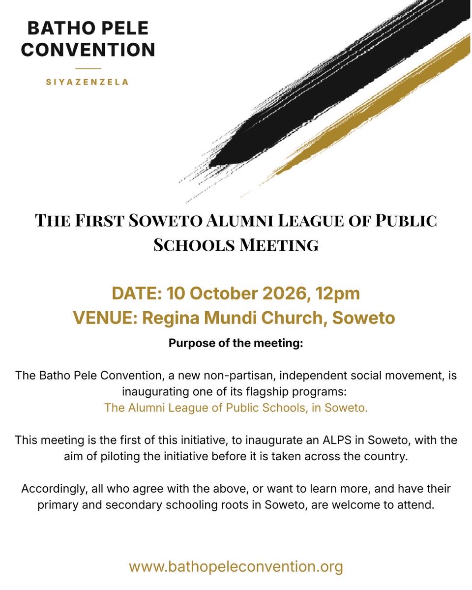 MbuyiseniNdlozi's tweet photo. RSVP for the First Soweto Alumni League of Public Schools Meeting here: https://t.co/U4JjDkZQlO https://t.co/SdQUBb4scw
