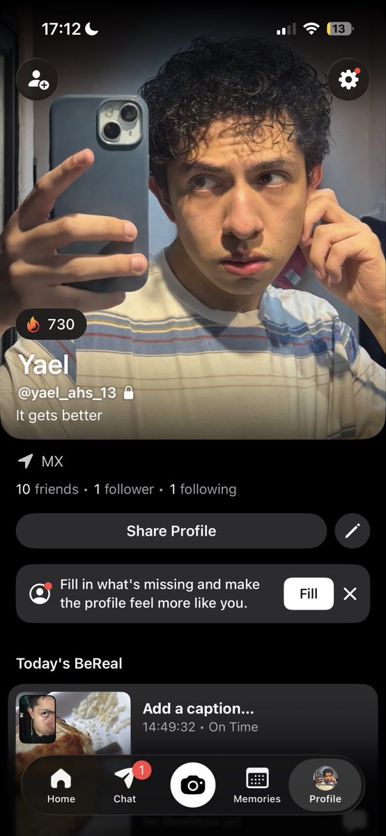yaelgotlost's tweet photo. Racha de dos años en BeReal.

No me acaba de gustar esa foto de perfil hmmmmmmm. https://t.co/xHEgyWo3Ob