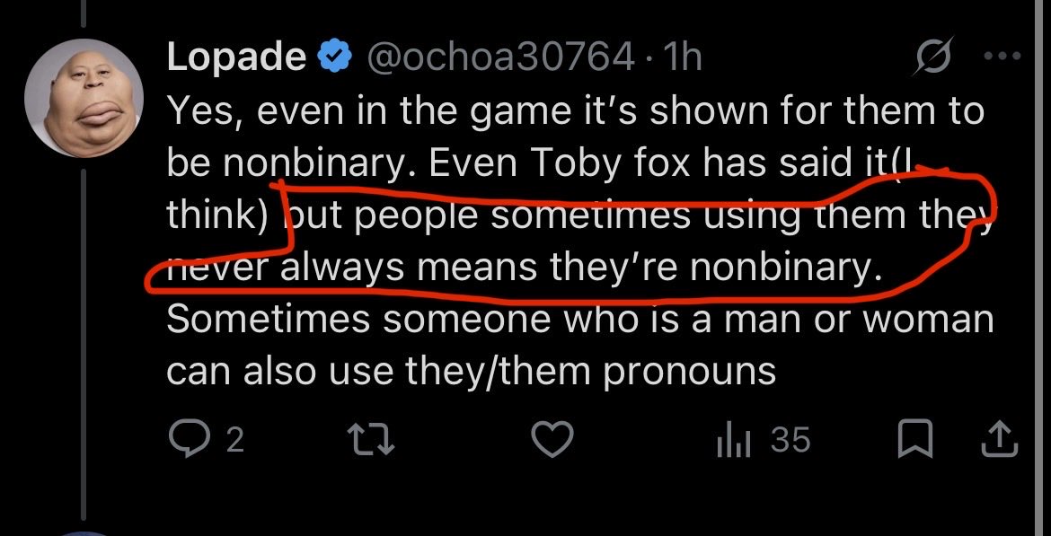 ochoa30764's tweet photo. @595Toby @NauokahoN I was wrong, but I even said that just because someone uses their pronouns as they/them doesn’t always mean that those same people are nonbinary. I sounds like a hypocrite but idk https://t.co/DwOuS7PiYN