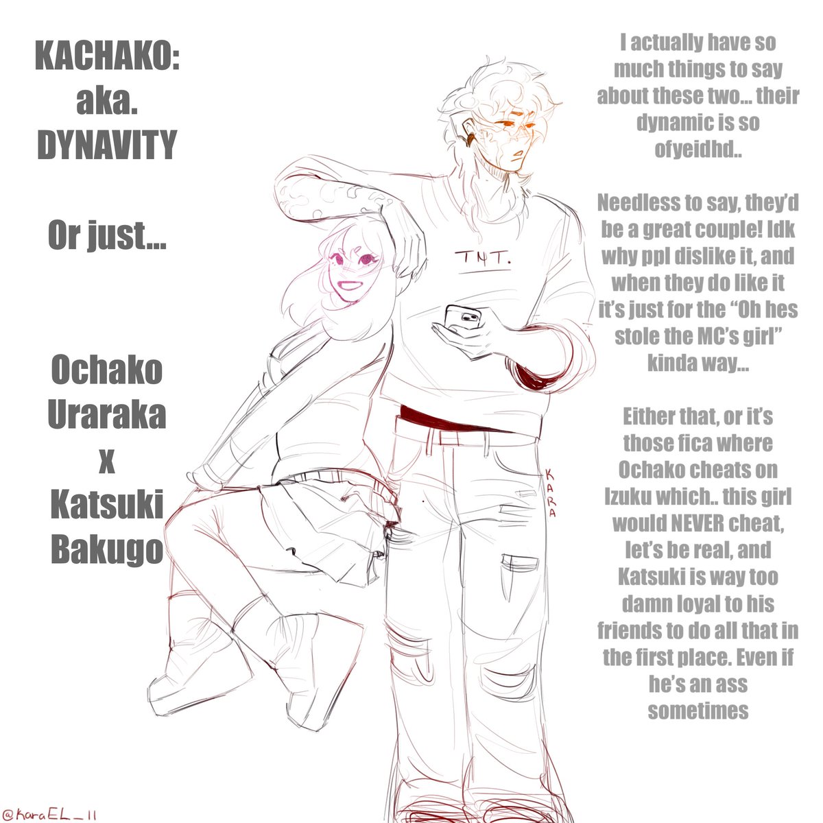 karaEL_ll's tweet photo. #mha ships that for some reason everybody &amp; their mama hates… ft. my art &amp; some headcanons because I do believe Katsuki would have a rat tail… (2/6) 

#kacchako : I am seriously in love with these two’s dynamic. They’d be such a power couple… ofhdifh https://t.co/KQGDWOniGH