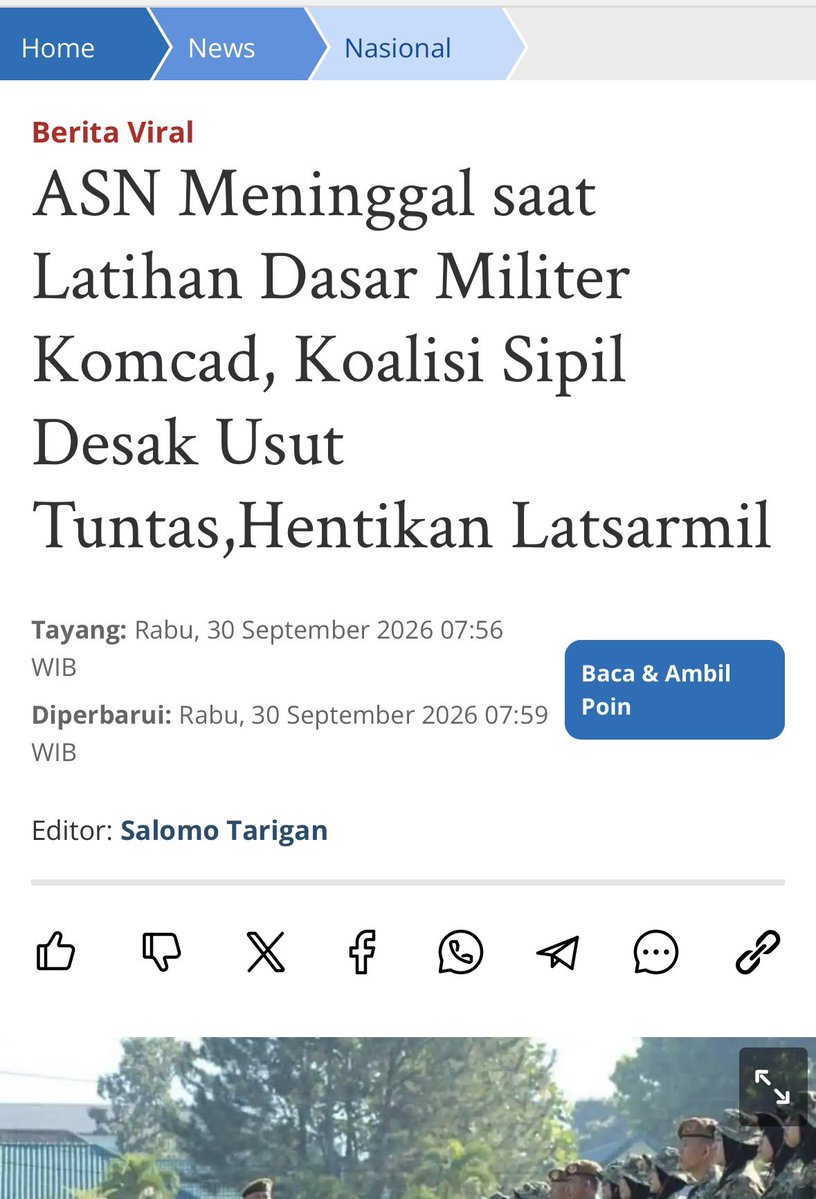 aik_arif's tweet photo. Apa urgensinya pelatihan militer bagi ASN? Biar patuh? Biar tidak korup? Biar bisa siram air keras? Atau biar terkurangi? https://t.co/OBTZBtQ8cE