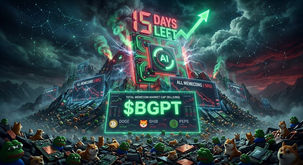 BrokeGPTgn's tweet photo. 15 DAYS LEFT UNTIL $BGPT LAUNCH! 🚀
​The final countdown has officially begun! Only 15 days left until the launch of $BGPT!🔥
​The first AI and meme project fully powered by the community on the Solana network. The energy is at its peak, and liquidity is ready for lift-off. https://t.co/0jE0SFZudp