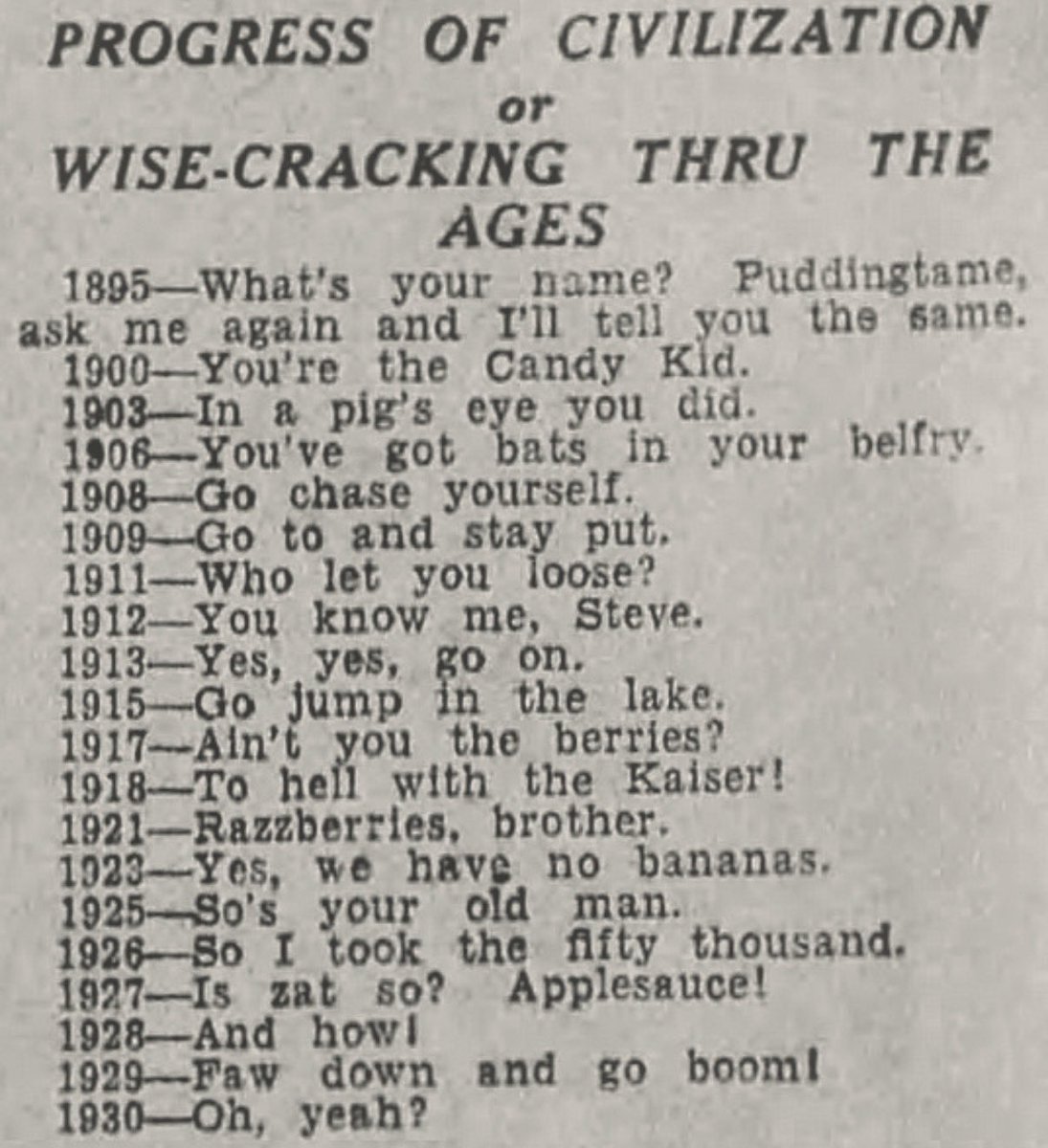 alliharvard's tweet photo. wise-cracking thru the ages, 1930 https://t.co/d8aDP93IcE