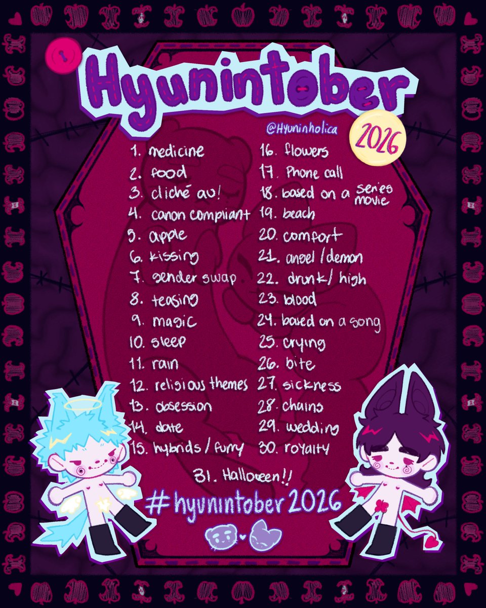 hyuninholica's tweet photo. welcome to hyunintober!🫝🪡 where I force myself to draw all the ideas catching dust on my brain for the sake of yaoi (´▽`人)ﾟ+.ﾟ

if you'd like to join my insanity then hi please indulge the hyunin agenda using #hyunintober2026 so we can see everything laterz <3 https://t.co/T3NperxVvc