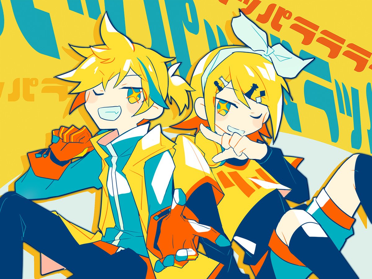 MH_MUHAN's tweet photo. パッパッパラッパ🍌🍊
#鏡音リン #鏡音レン #宮守図画工作 https://t.co/eBzH2H5HwF