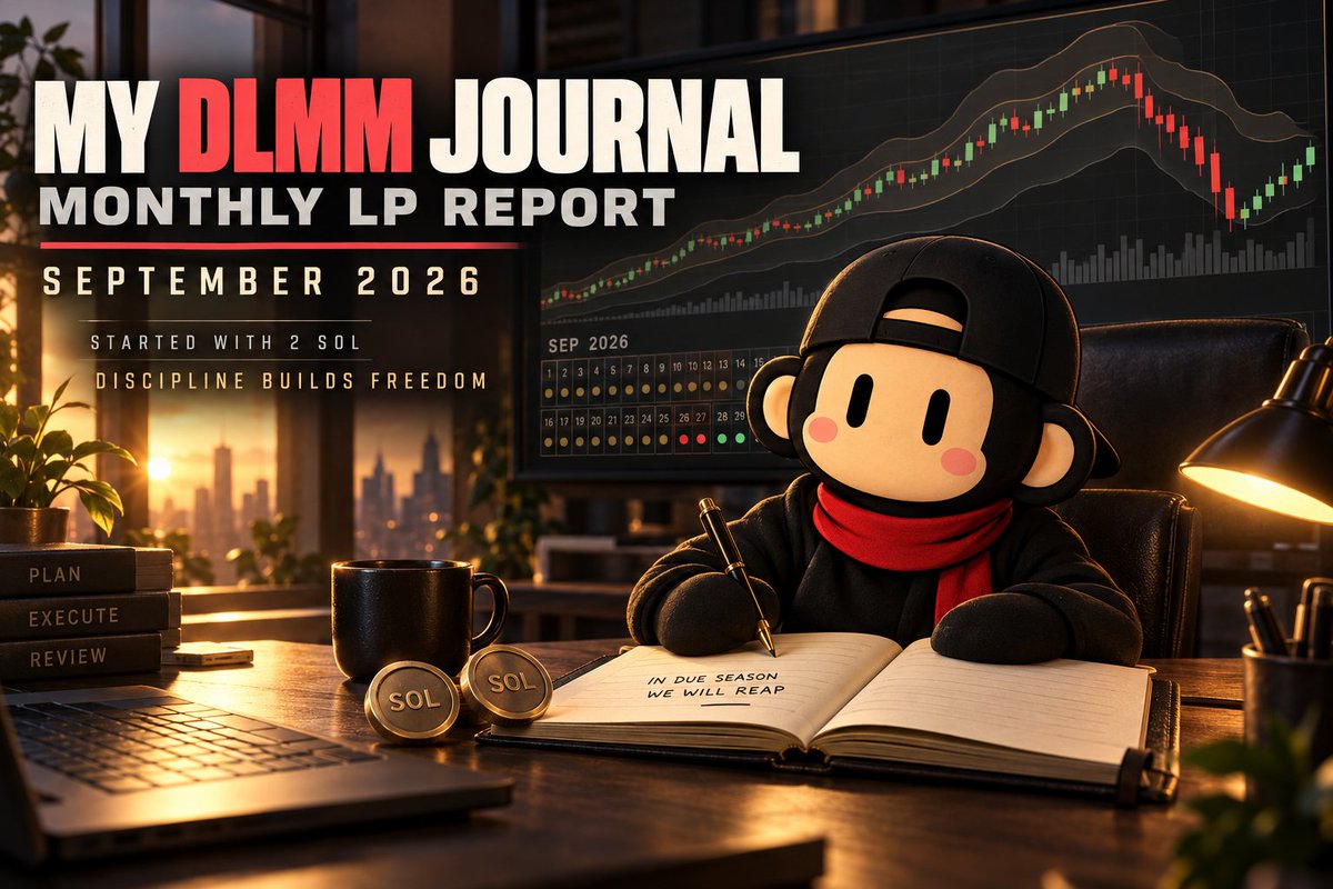 Friday_SOL's tweet photo. my DLMM journal...
monthly LP report. september 2026

started this month with 2 sol, no big bag, no shortcut, just showed up every single day

the middle of the month was clean compounding, then stonkfi got fud hard in the last week and hit the multiday bags, but the closes stayed disciplined and the month held its ground anyway

still grinding into the last days of the month, scalps keep printing small greens on top

"let us not grow weary of doing good, for in due season we will reap, if we do not give up" - galatians 6:9

discipline builds freedom, all glory back to Him 🙏

@MeteoraIDN @met_lparmy

NFA DYOR