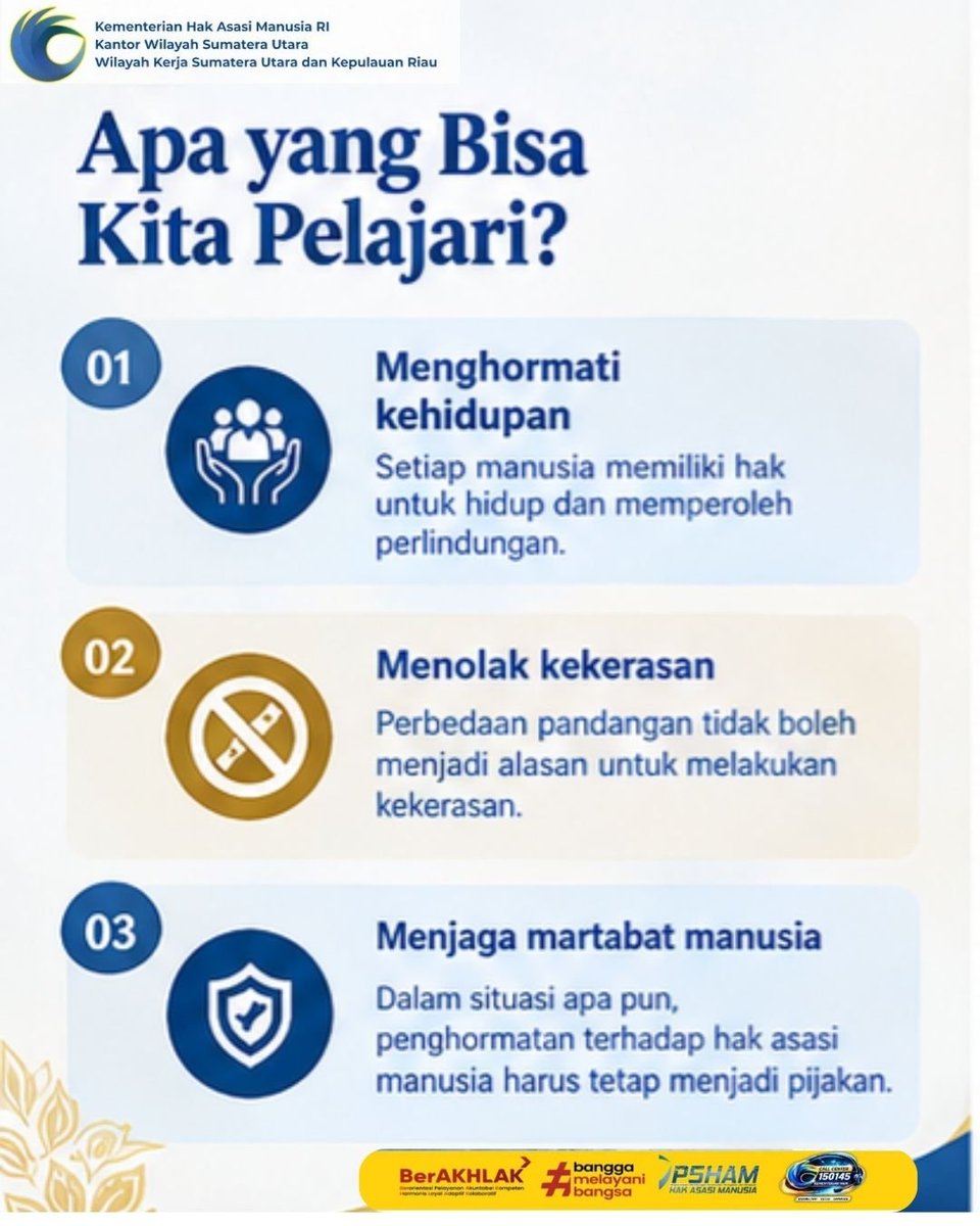 Kemenham_Sumut's tweet photo. Dari peristiwa G30S/PKI, mari terus belajar menghormati kehidupan, menolak kekerasan, dan menjaga martabat setiap manusia.

Belajar dari sejarah. Menjaga kemanusiaan. Menghormati HAM. https://t.co/G86fyoYp1E