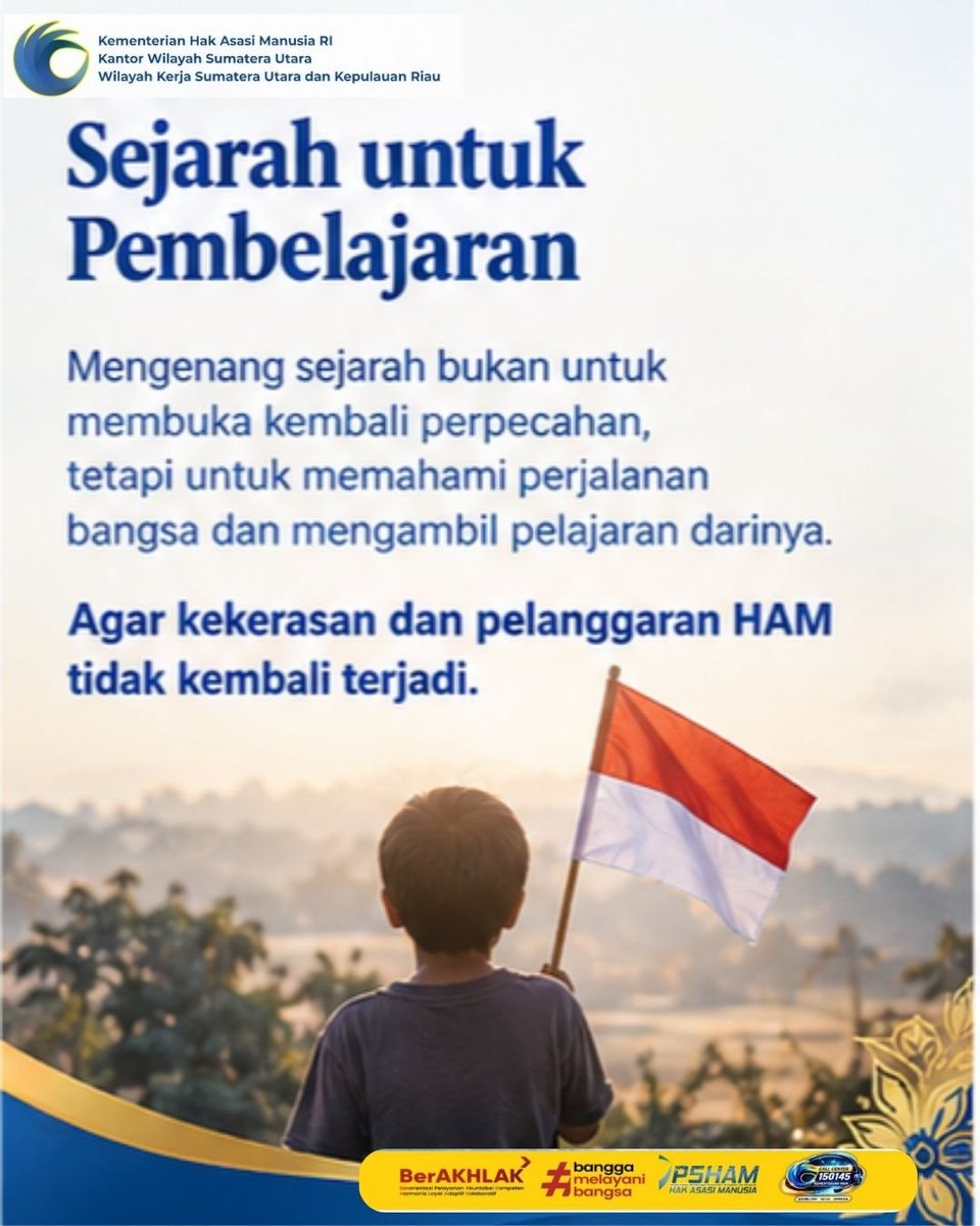 Kemenham_Sumut's tweet photo. Dari peristiwa G30S/PKI, mari terus belajar menghormati kehidupan, menolak kekerasan, dan menjaga martabat setiap manusia.

Belajar dari sejarah. Menjaga kemanusiaan. Menghormati HAM. https://t.co/G86fyoYp1E