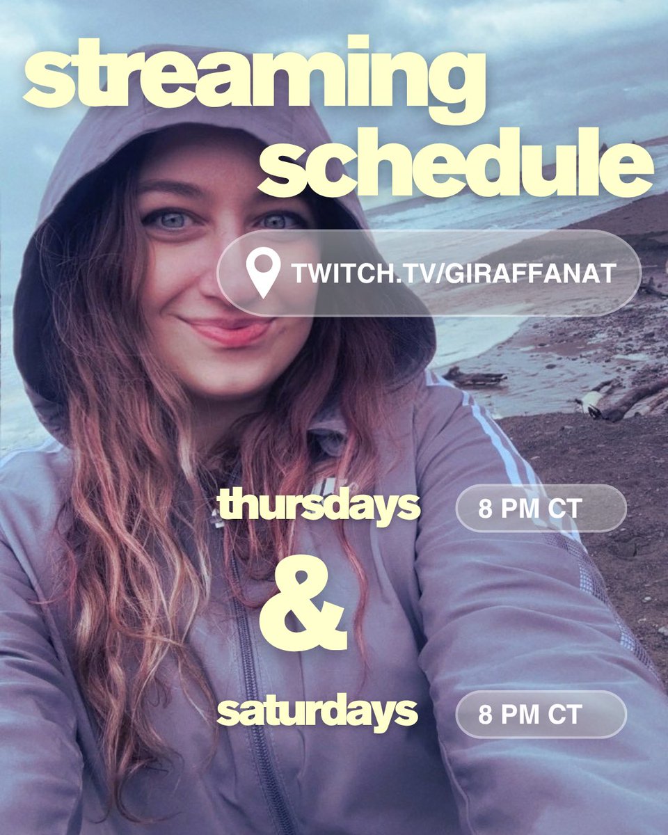 giraffanat's tweet photo. I’m coming back to streaming starting THIS WEEK! 🎉

While my computer is still not 100%, I’ll be doing some cozy coworking type streams and lower impact games. 

I miss hanging out with yall and it’s TIME! https://t.co/NL84BHbuyD
