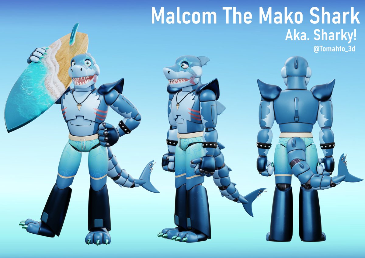 Tomahto_3d's tweet photo. Finally a proper turnaround! 🦈
#Fnaf #Blender3d https://t.co/4L3wfQXXWB