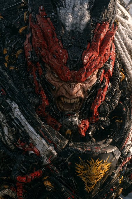 A detailed close-up portrait of the Transformers character Optimus Prime, showcasing his battle-worn red and blue mechanical face with a snarling expression.