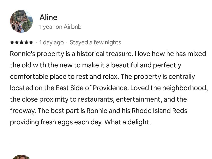 usa1731's tweet photo. “Ronnie's property is a historical treasure.”

So grateful for this wonderful review! ❤️ Guests love the mix of nearly 300 years of history with modern comforts, our EastSide location and our hardest-working staff. 
Nearly 300 years of history… and the chickens are still on duty https://t.co/VIX3x2OrZ4