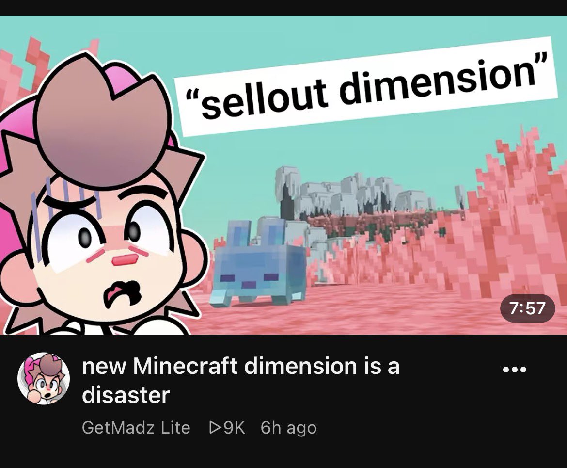 demonjoeTV's tweet photo. Guys the new Minecraft dimension is a disaster, did you hear about that?

It isn’t even out yet, we have next to zero details about it, but I promise it’s a disaster and super bad! https://t.co/LZPJlbFZlU