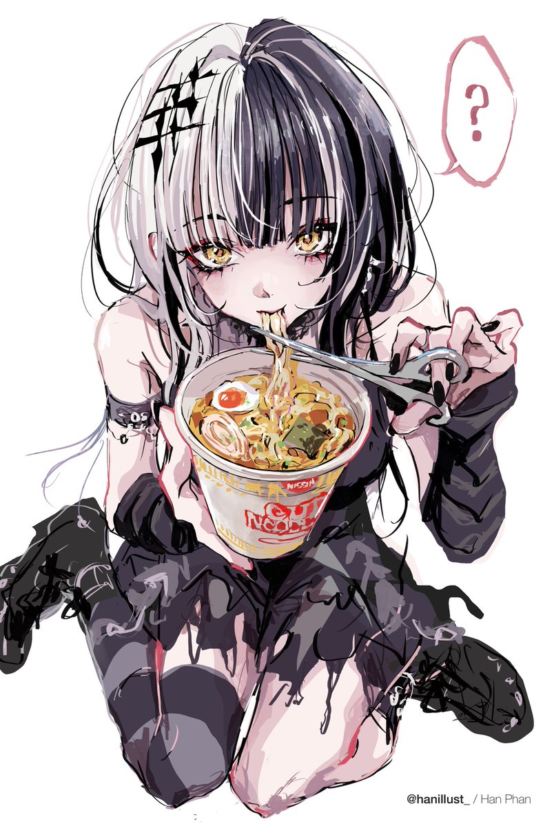hanillust_'s tweet photo. ※ she eats with... scissors?  #shiorinsketch https://t.co/dj9yFtTyHx