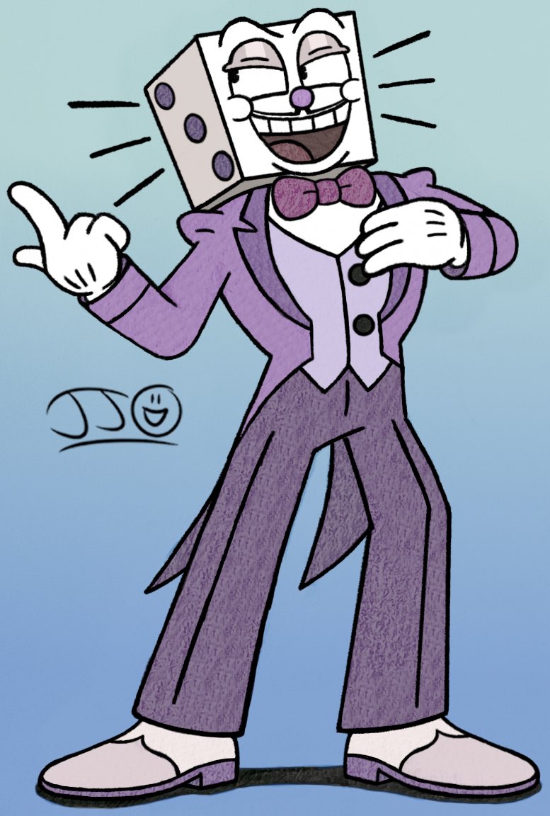 JJSponge120's tweet photo. Happy anniversary to Cuphead! 🥳 This year, I’ve decided to remaster my old drawing of King Dice and match his look from The Cuphead Show! 🎲 #Cuphead #TheCupheadShow #KingDice #StudioMDHR #Netflix #Birthday #Anniversary #Gift https://t.co/BbOIsAaiHI