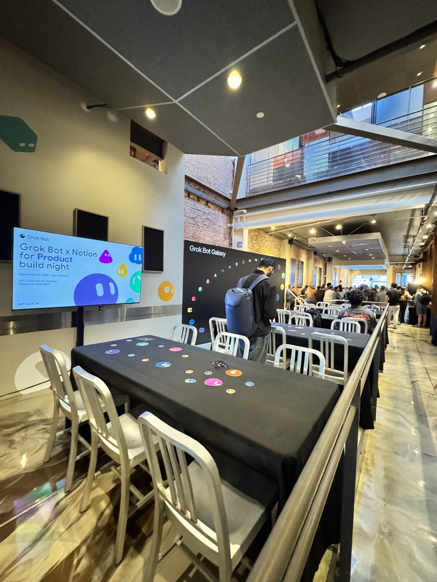ShenSeanChen's tweet photo. I went to the Grok @bot X @NotionHQ event in SF and loved their quote: Staff the rest of the company.

You don't need to stick to your role any more. You can build bots to fill in those gaps so that you can do cool things. 

Neat slogan.

And don’t forget you also need to port in your personal skills and memory to avoid starting from a blank page, which @waku_agent (https://t.co/U2x120RmEI) will be able to help;)

And apparently you can win a trip to see a Starship launch. Coolest company ever.