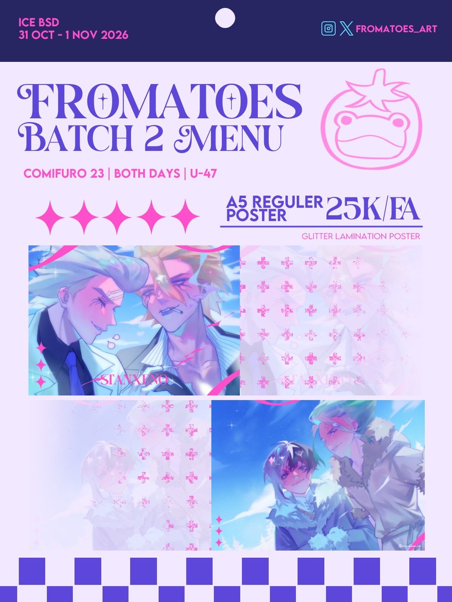fromatoes_art's tweet photo. [🩷/🔄 are super appreciated!]

Fromatoes' #cf23 Batch 2 PO is here!!
🗓️ : 30 Sept - 4 Oct 2026
📦 : Pick-Up ONLY!
📍 : Ice BSD U-47 Frotrea
🎀 : Dr. Stone (more fandoms on batch 1 catalogue)

🧵 PO link
#CF23Catalogue #Comifuro23 https://t.co/cPVeJXW6ul