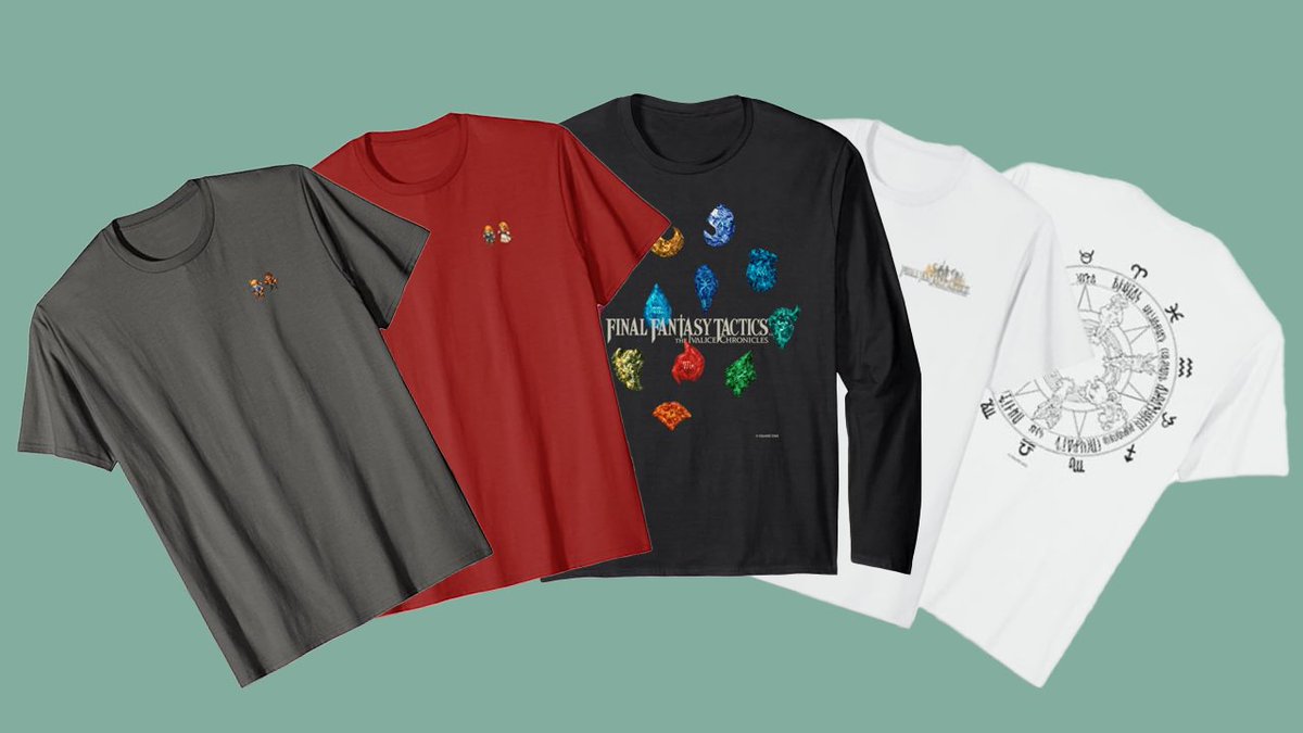 FFT_TIC's tweet photo. 発売1周年記念に合わせて、Amazon Merch on Demandに新しい『#FFタクティクス - イヴァリースクロニクルズ』のアパレルグッズが追加されました。
https://t.co/AQwpMitu9f
#FFT #FFTactics https://t.co/RFWIYEvLHH