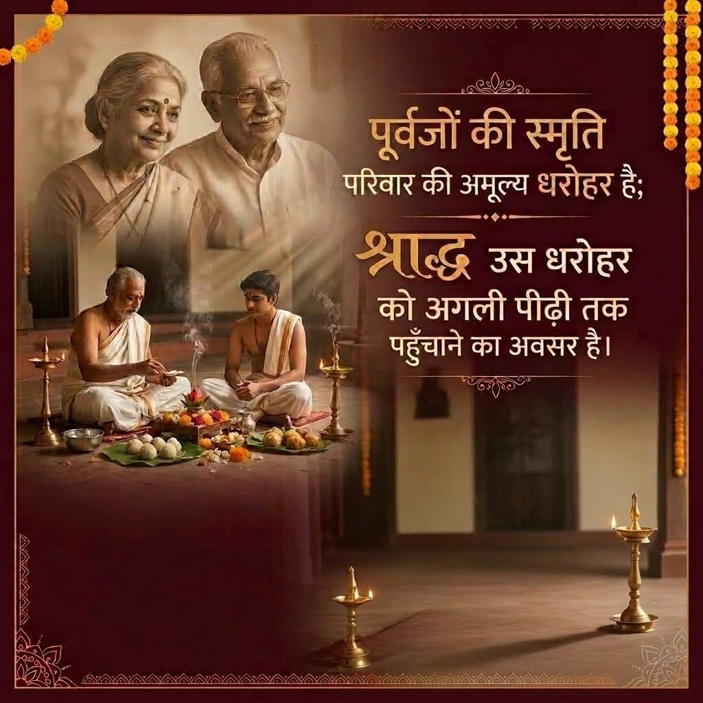 RupaMittaljoc's tweet photo. परिव���र में अपने पूर्वजों के प्रति श्रद्धा और कृतज्ञता जीवित रहती है, वहाँ संस्कारों की परंपरा भी जीवित रहती है। पितृ पक्ष हमें अपने पितरों का स्मरण करने और श्राद्ध की महिमा समझने का अवसर देता है।
Pitru Paksha 
Shraddh Mahima #AncestralBlessings https://t.co/YVybVEWoGt