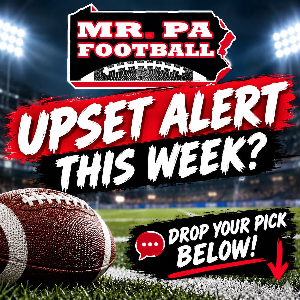 mrpafootball's tweet photo. Which Pennsylvania high school football powerhouse is on upset alert this upcoming weekend? ππ We're looking at the top matchups across the stateβdrop the game you think will shock everyone under the lights!
π Tell us your upset pick in the comments!
#PAHSFootball #MrPAFootball #HighSchoolFootball #FootballMatchups