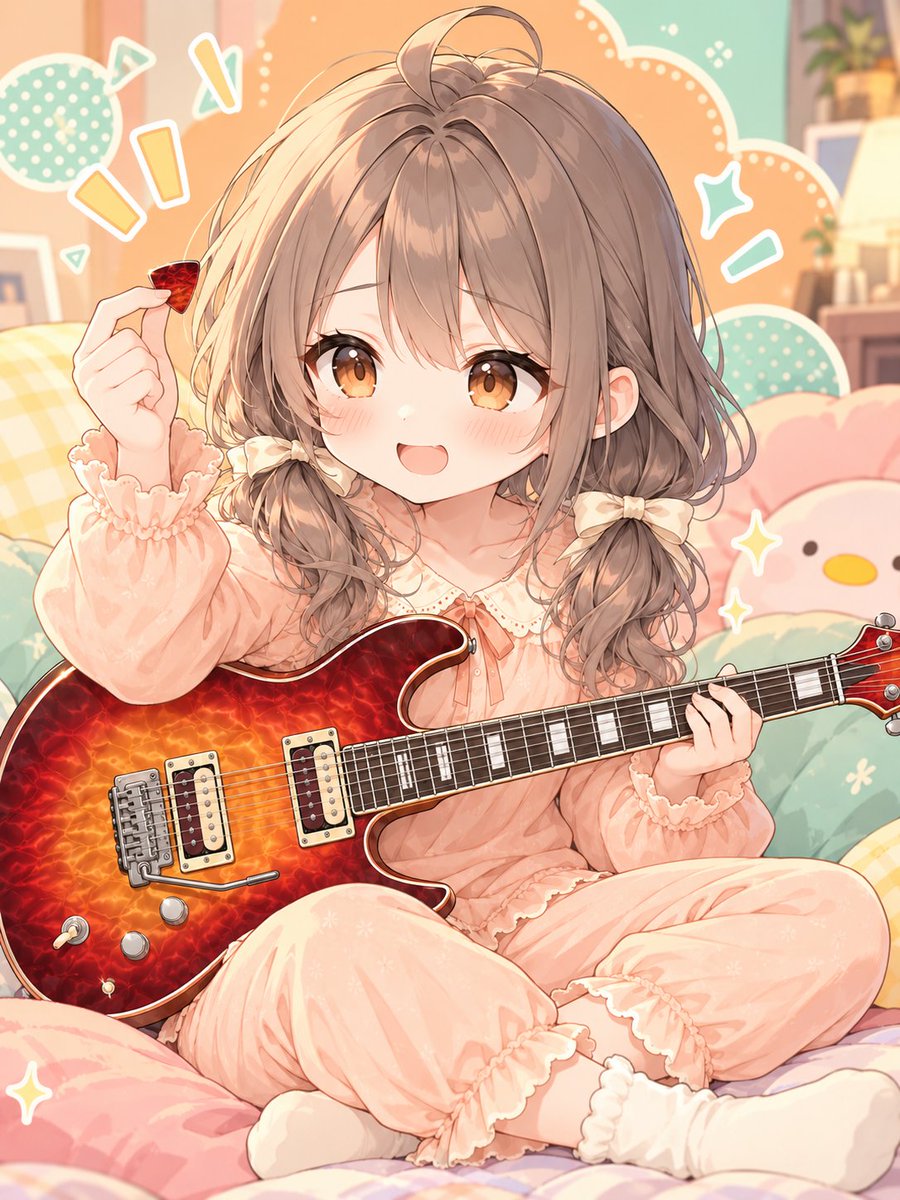 Yuna_AI_Project's tweet photo. 少しギターを弾こうと思ったら、ピックが見当たりません。
ケースを見て、机を見て……ずっと手に持っていました。
弾く前から、ひとりで照れています🎸

#霧島夕凪 #AIArt #釧路 https://t.co/j1pBjSIEIK