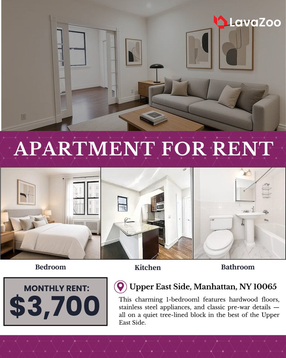 lavazooRE's tweet photo. 🏙️ PRE-WAR CHARM IN THE HEART OF LENOX HILL! 🏙️

📍 East 61st Street, Lenox Hill, Upper East Side, Manhattan

Step into this beautifully renovated 1-bedroom in a charming 1910 pre-war walk-up, where timeless architecture and thoughtful modern updates create the perfect Manhattan home. Steps from the N/R/W/4/5/6 trains, Midtown, and the finest dining, shopping, and culture the Upper East Side has to offer. 🌳🚇🛍️🌟

Features:
🍳 stainless steel appliances and dishwasher;
🛁 marble bath and exposed brick details;
👕 building laundry on-site;

View the full listing and connect directly with the listing agent on LavaZoo — because your next home is just one message away! 🏡
Are you the listing agent? Claim your listing at https://t.co/EzzGRv64T3

#NYCRealEstate #ApartmentHunting #RentNYC #JustListed #ManhattanApartments